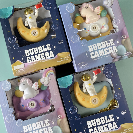 Interactive Bubble Camera Toy for Kids with Light and Music