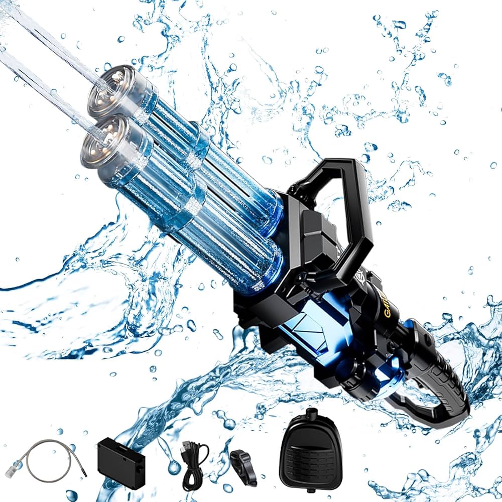 Gatling Fighter - Double Barrel Water Gun with LED Shooting Light