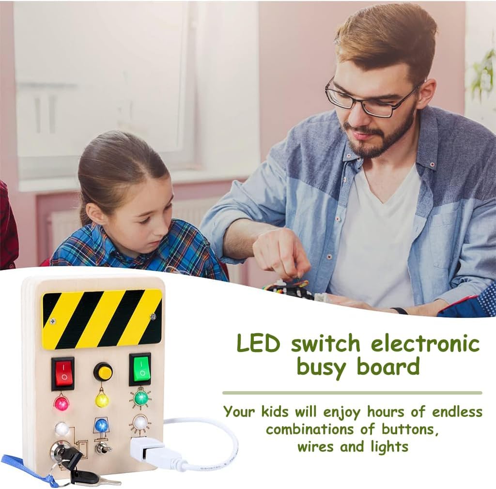 Wooden Switch Toy with Light Switch & Buttons USB Plug Busy Board Montessori Toys Sensory Toys