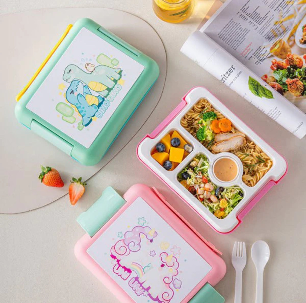 Spill Proof 4 Compartment Lunch Box - Food Grade, BPA Free