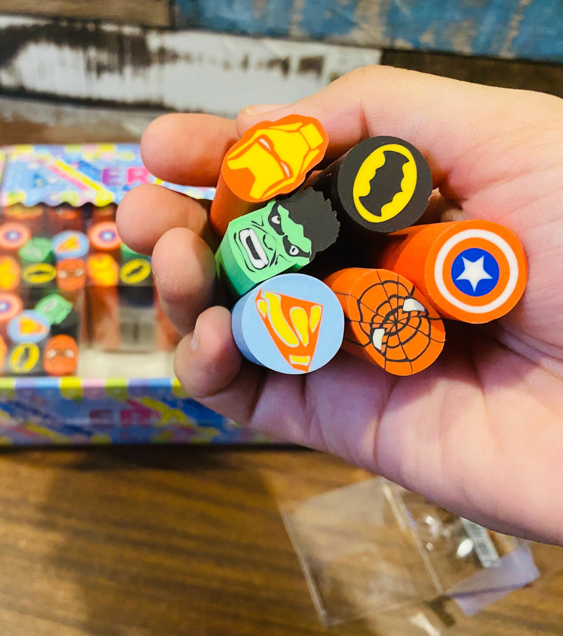 Superheroes Erasers - 6pcs