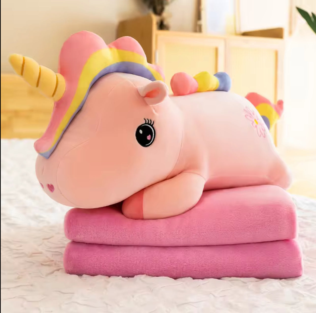 Unicorn Hugging Pillow Blankets - Soft, Warm, Cozy and Furry