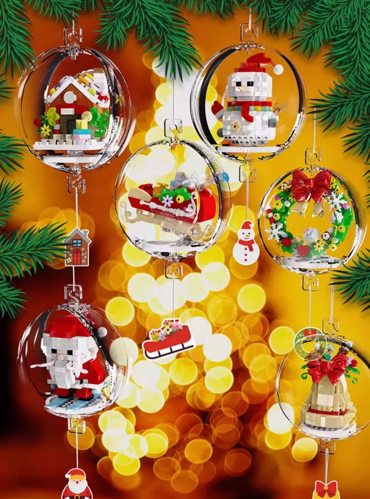 Christmas Bricks- Transparent Ornament Hanging Balls