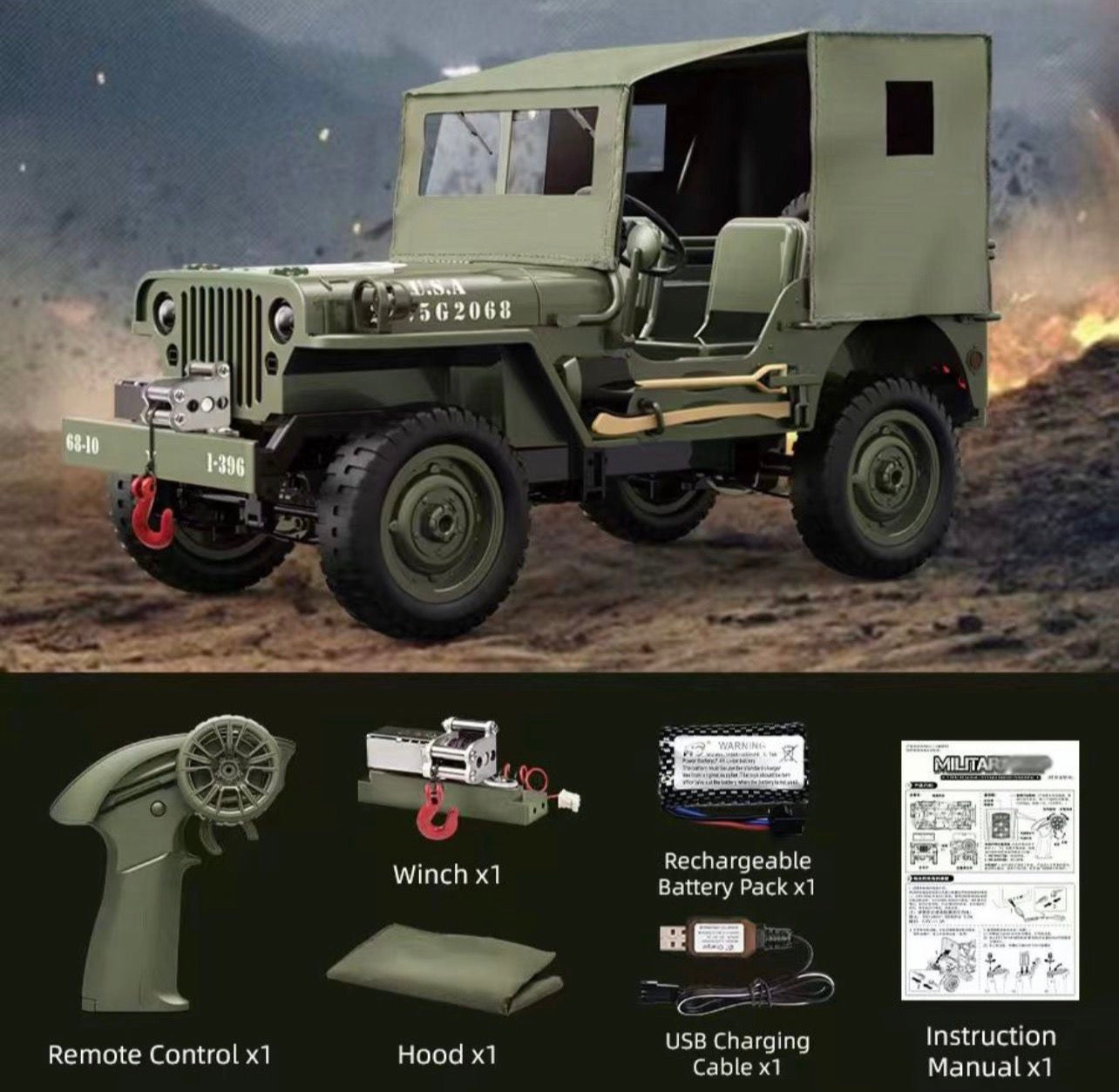 JJRC - RC Military Jeep + Winch + Hood – Viaana Kids Store