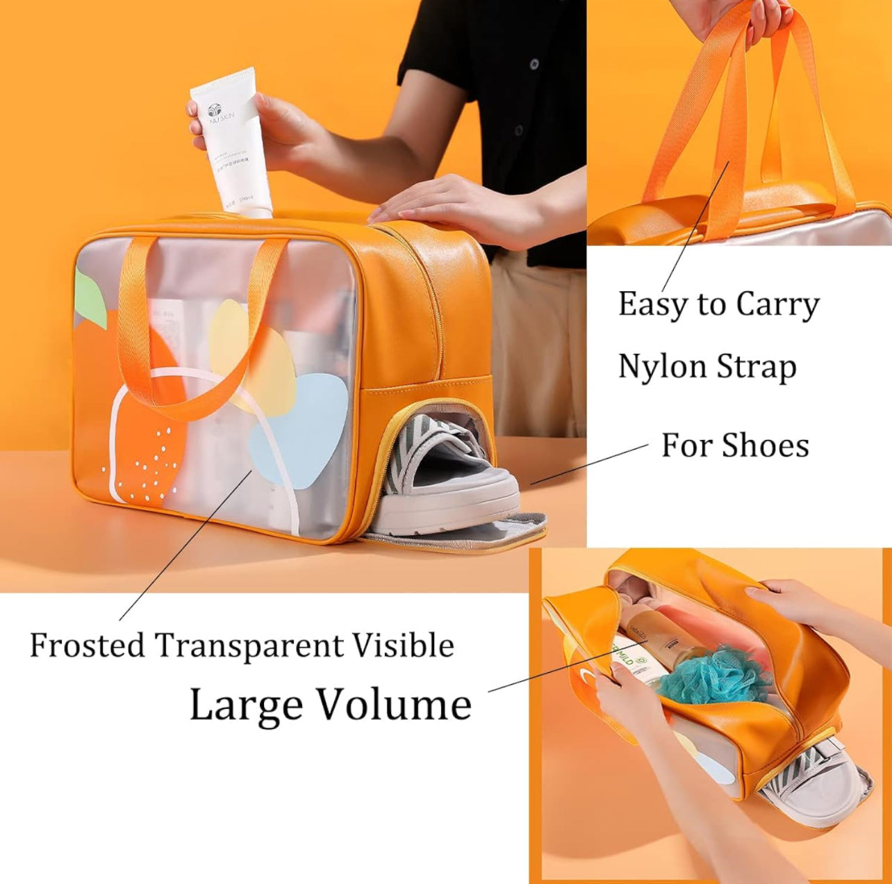 Versatile and Stylish: Big Waterproof Fruit Theme Multipurpose Storage Bag with Shoe Pocket