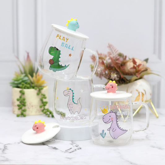 Unicorn-Dino Glass Milk Mug - 350 ml