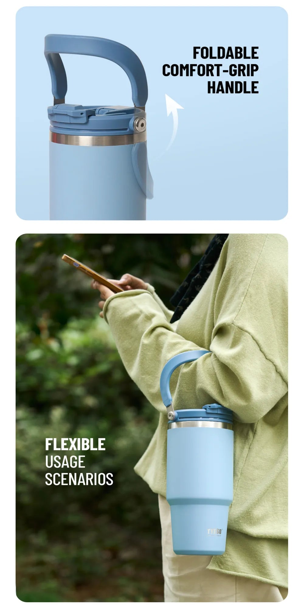 Tyeso - 750ml Roam Tumbler | Flip Straw & Sip Lid