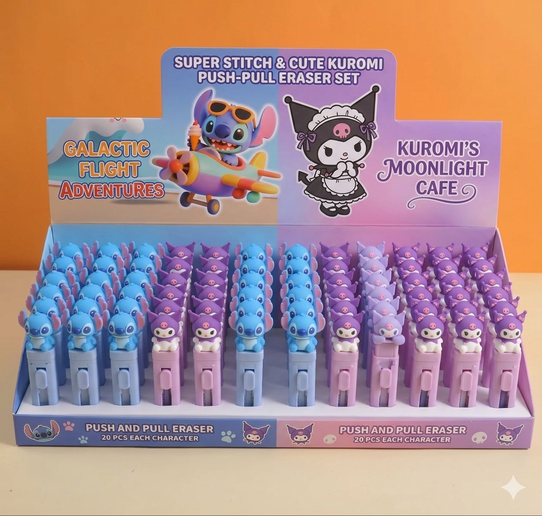 Stitch-Kuromi Pushing Eraser