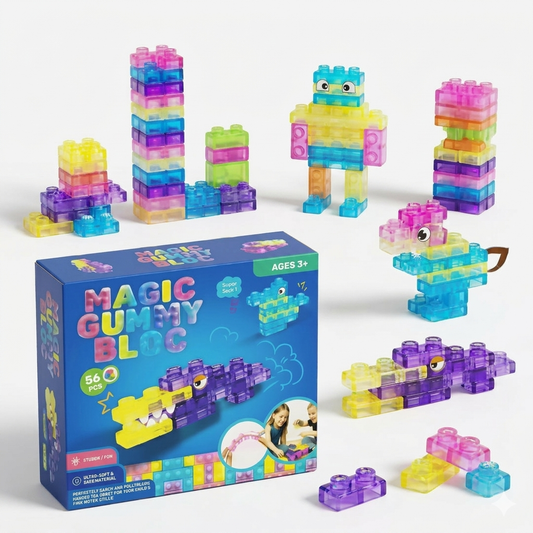 Big Gummy Blocks - 56pcs | Montessori, Sensory, Squishy and Stretchable