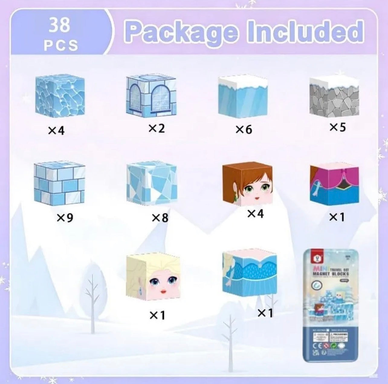 Frozen - 38pcs Compact Magnetic Tiles Travel Set (STEM)