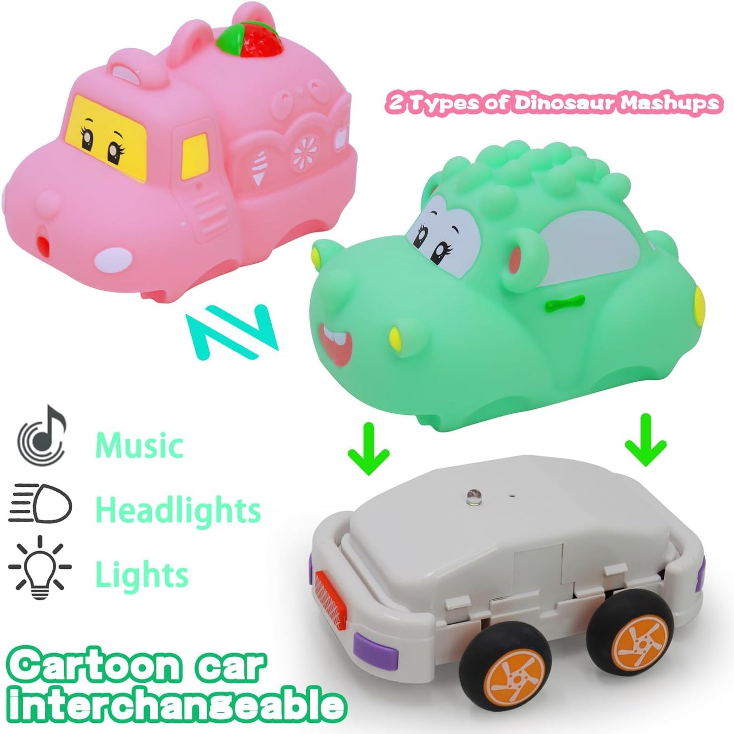 RC Vinyl Car with Music and Lights, Washable & Detachable Body
