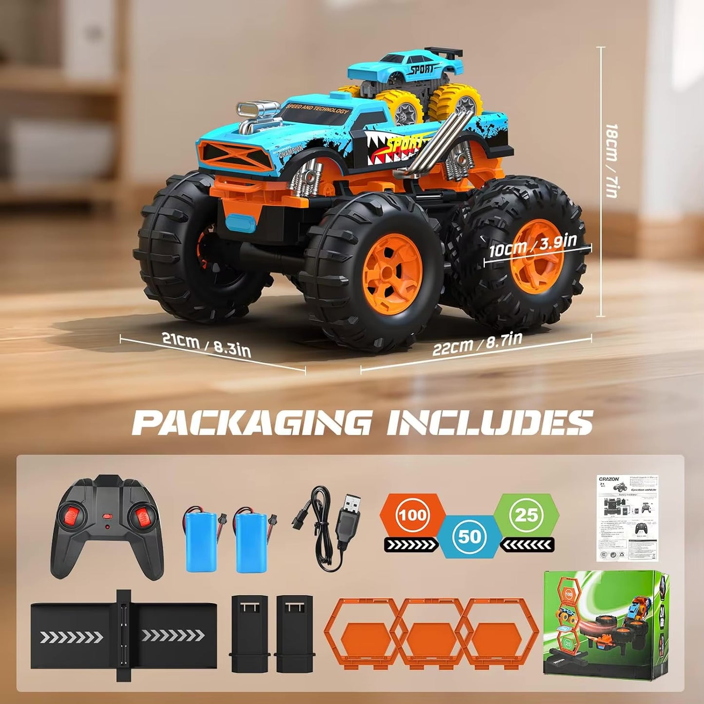 RC Monster Truck - All Terrain Drive | Transforms to Launcher Track