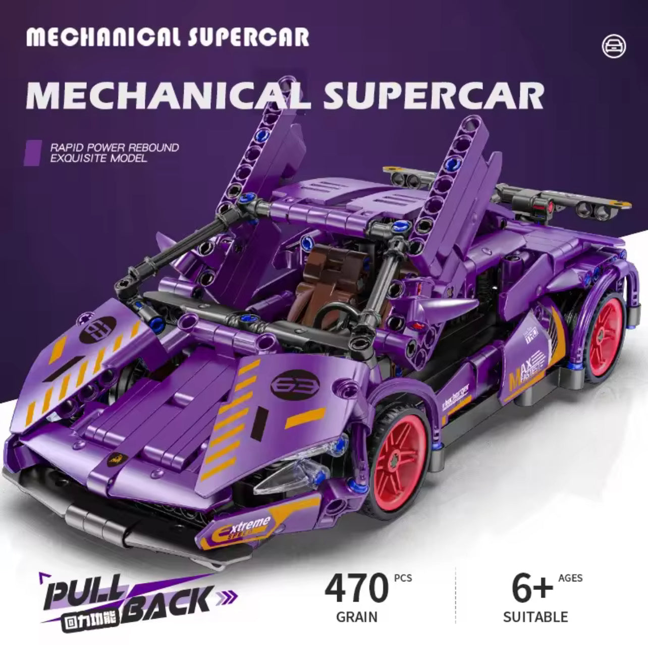 Supercar - DIY Realistic Blocks | Pull Back Car