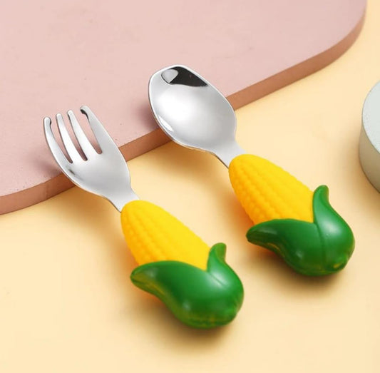 Corn - Silicone Spoon-Fork Set