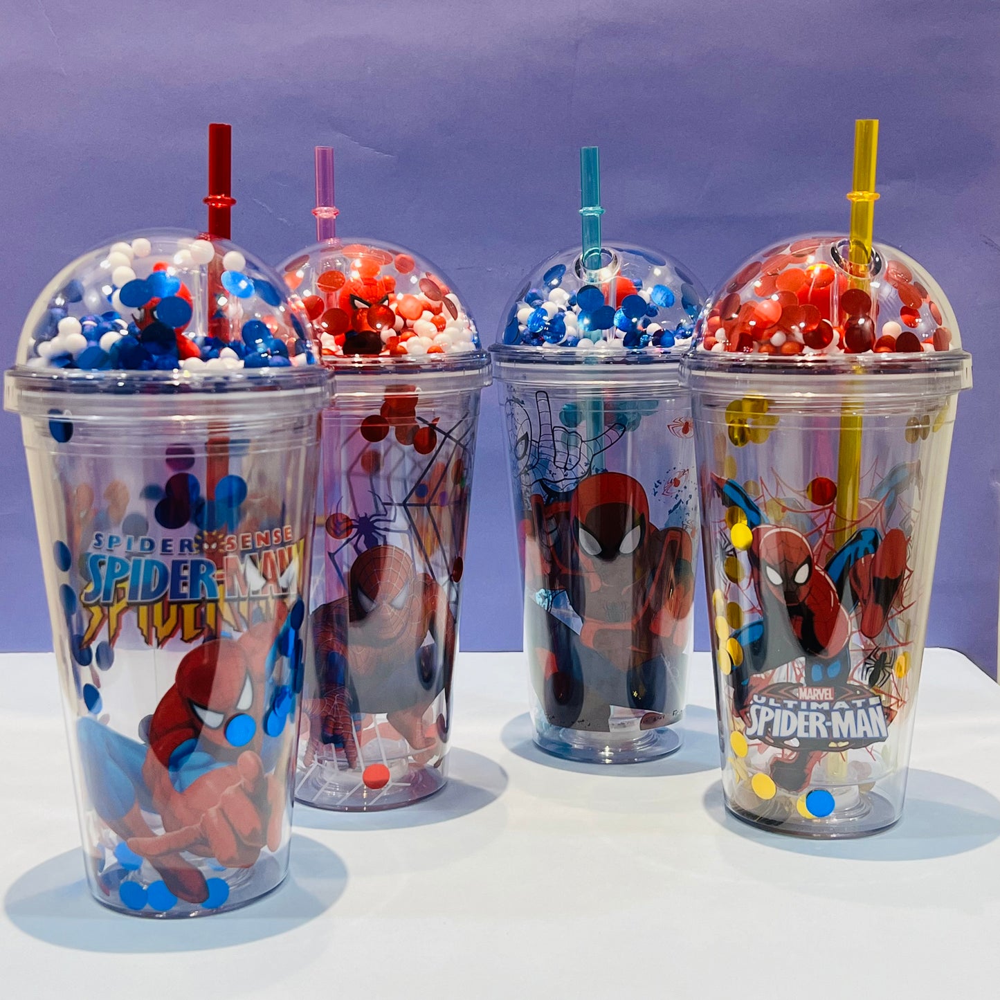 Sparkling Spider-Man Tumbler with Lights and Straw