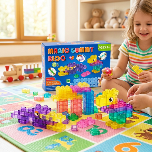 Big Gummy Blocks - 60pcs | Montessori, Sensory, Squishy and Stretchable
