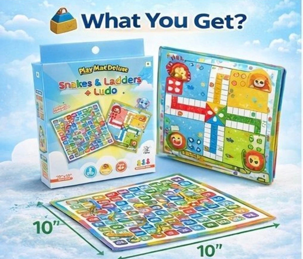 Ludo and Snakes Ladder - Soft Fabric Mat Games