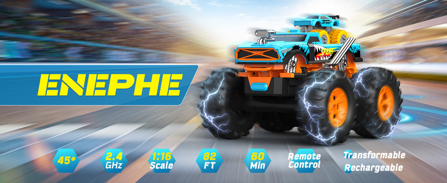 RC Monster Truck - All Terrain Drive | Transforms to Launcher Track