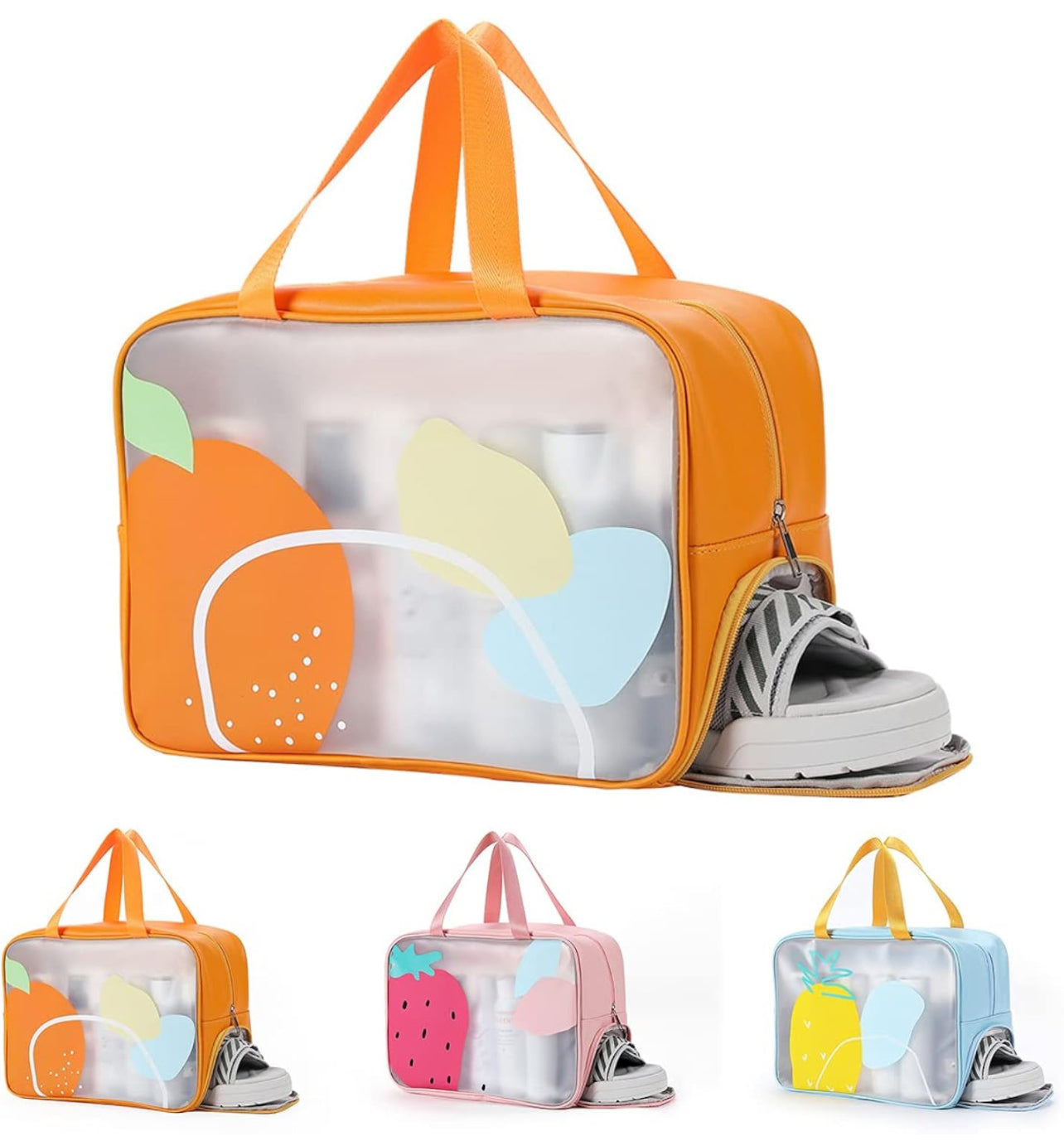 Versatile and Stylish: Big Waterproof Fruit Theme Multipurpose Storage Bag with Shoe Pocket