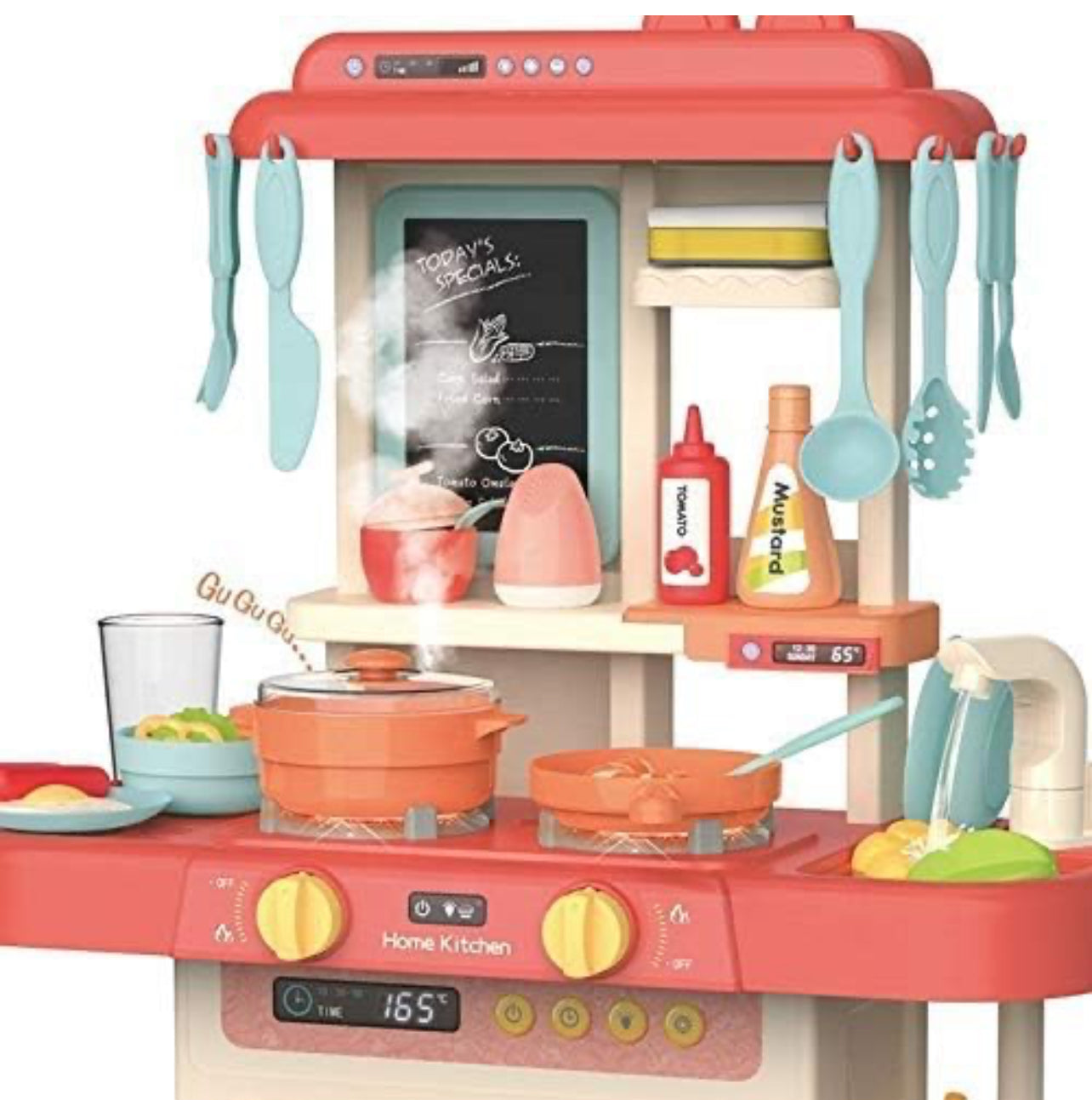 Big Kitchen Pretend Set | 42pcs | Water Spray | Mist | Music