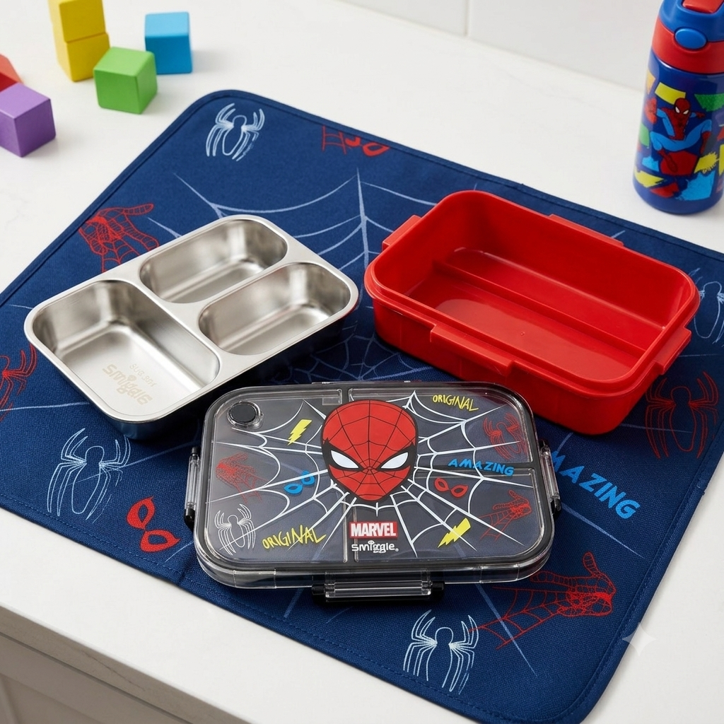 Spider-Man x Smiggle Lunchbox - Trio Large Stainless Steel