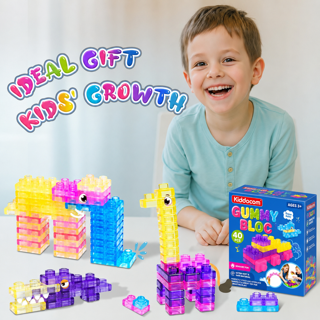 Gummy Blocks - 40pcs | Montessori, Sensory, Squishy and Stretchable | PreBooking (approx 10th June)