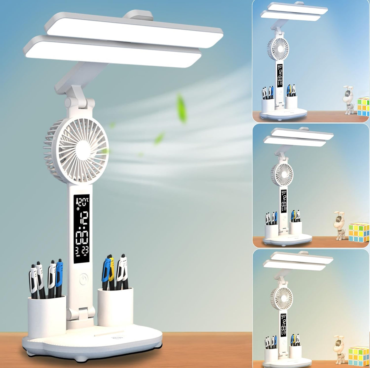 Stylist Desk Lamp - Fan + Clock