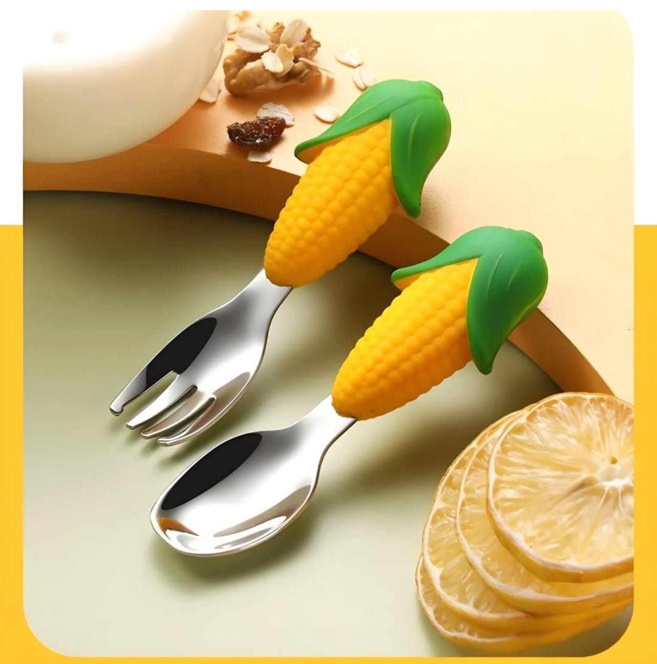 Corn - Silicone Spoon-Fork Set