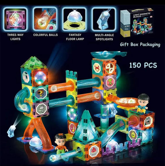 150pcs Educational Luminous Magnetic Building Tiles and Balls (STEM)