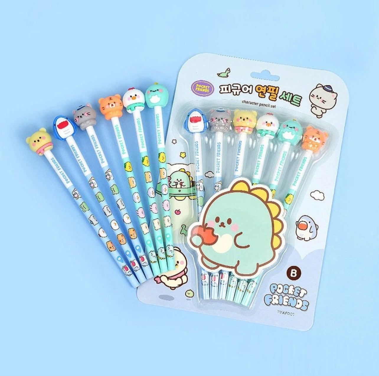 Charming Kawaii Baby Animal Design Toppers with Pencil - Set of 6