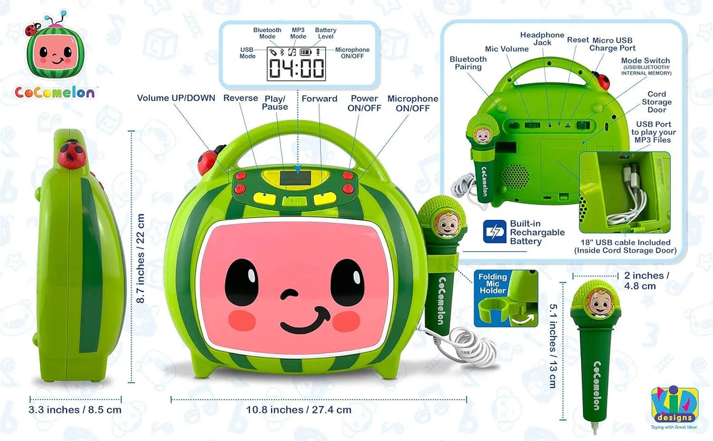 Cocomelon Bluetooth Karaoke Machine