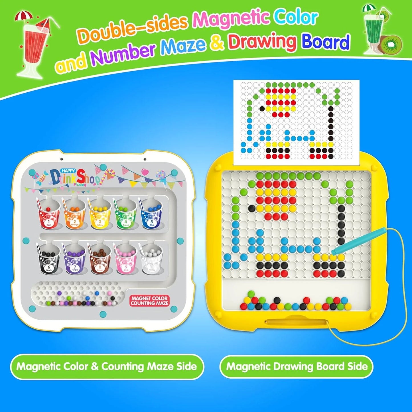 2-in-1 Magnetic Dot Drawing Board & Magnetic Maze for Kids