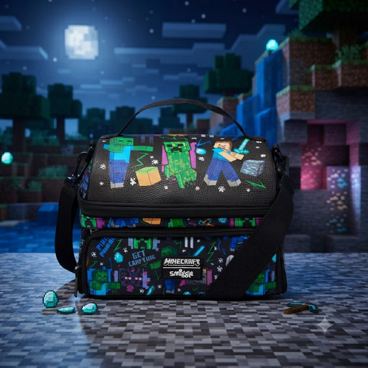 Smiggle x Minecraft Black - Double Decker Lunch Bag