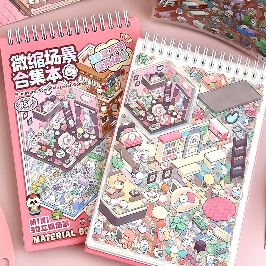 3D Sticker Scene with Material Book - 20 pages