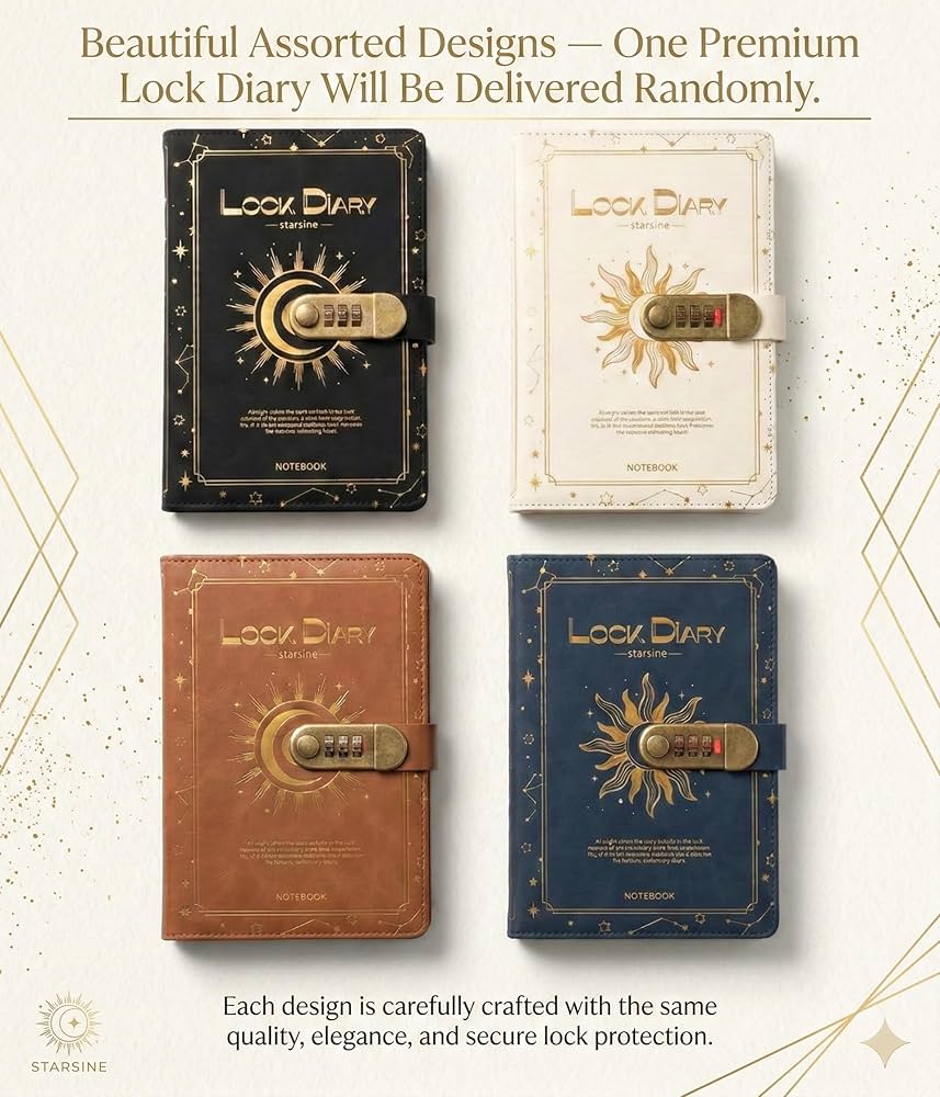 Starshine  Lock Diary: Premium Hardcover Journal with Combination Lock & Gold Design
