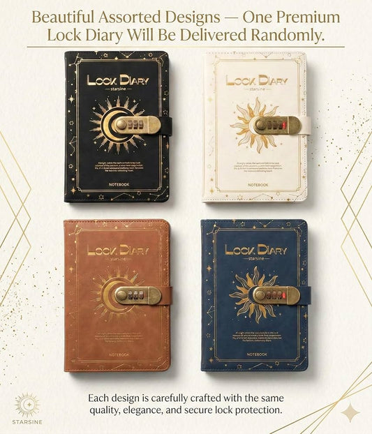 Starshine  Lock Diary: Premium Hardcover Journal with Combination Lock & Gold Design