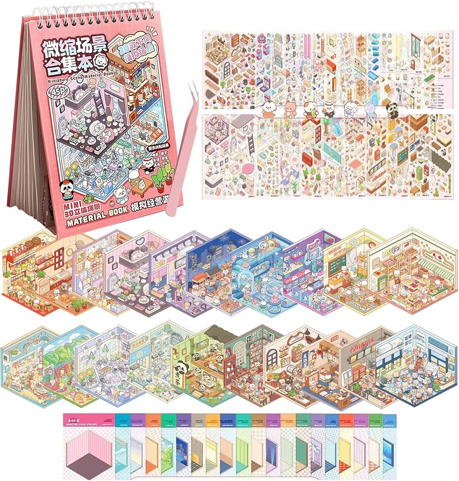 3D Sticker Scene with Material Book - 20 pages