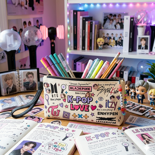 K-Pop Themed Pencil Pouch Single Zipper Closure