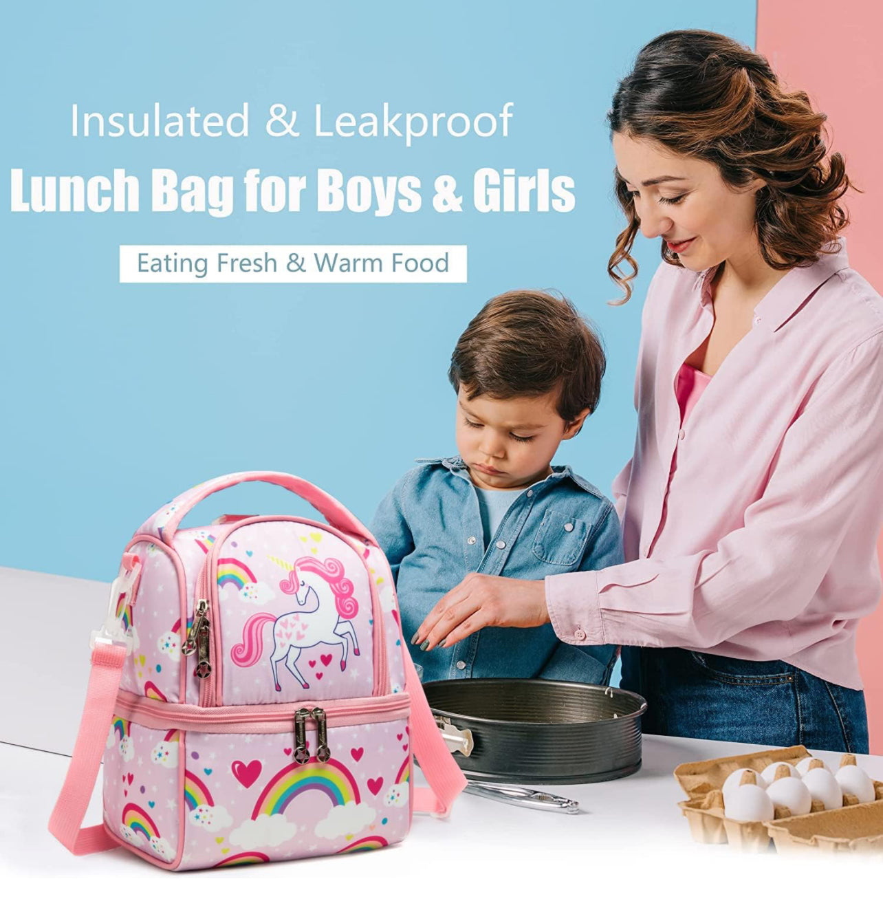 Cooler Bento Lunch/Picnic Bag - Big Two Compartments | Insulated