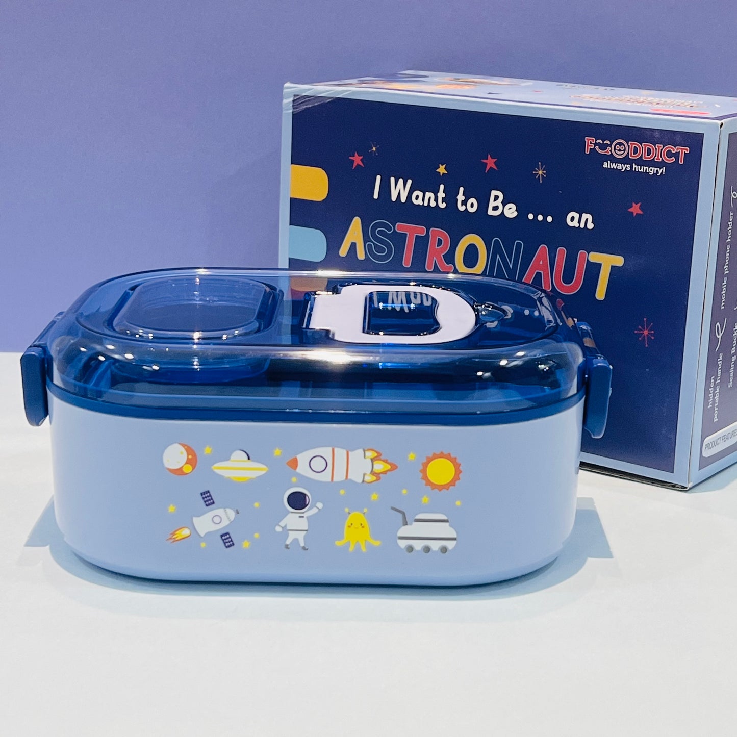 Astronauts Themed Lunch Box : 700ml Capacity with Mobile Holder