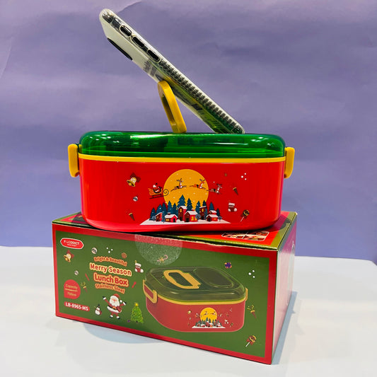 Christmas Themed Lunch Box : 700ml Capacity with Mobile Holder