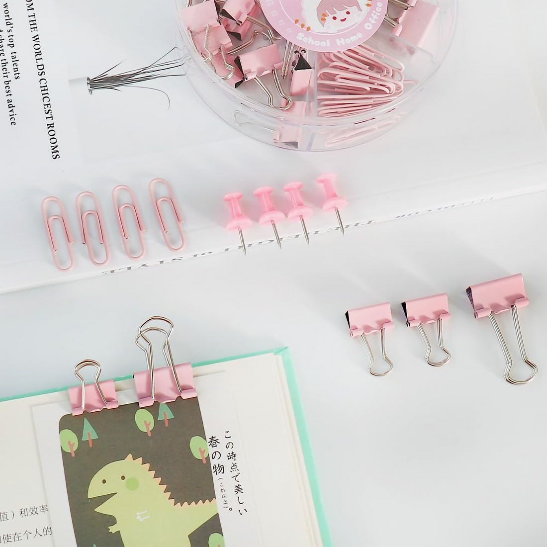 Paper Clips - Binder Clips & Push Pins Set