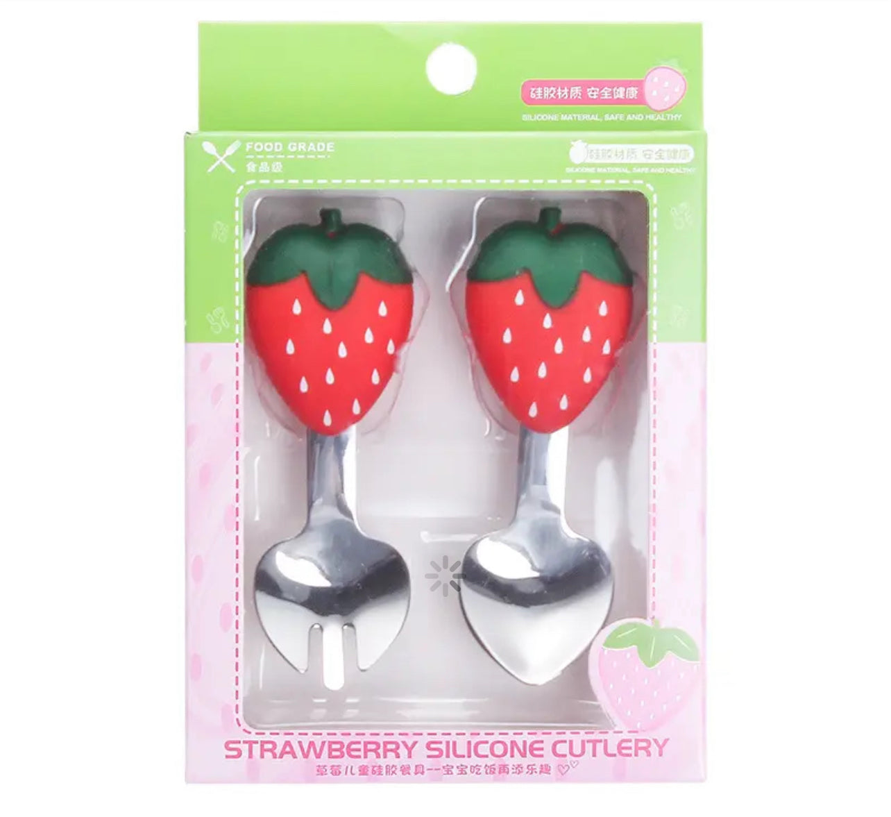Strawberry - Silicone Spoon-Fork Set
