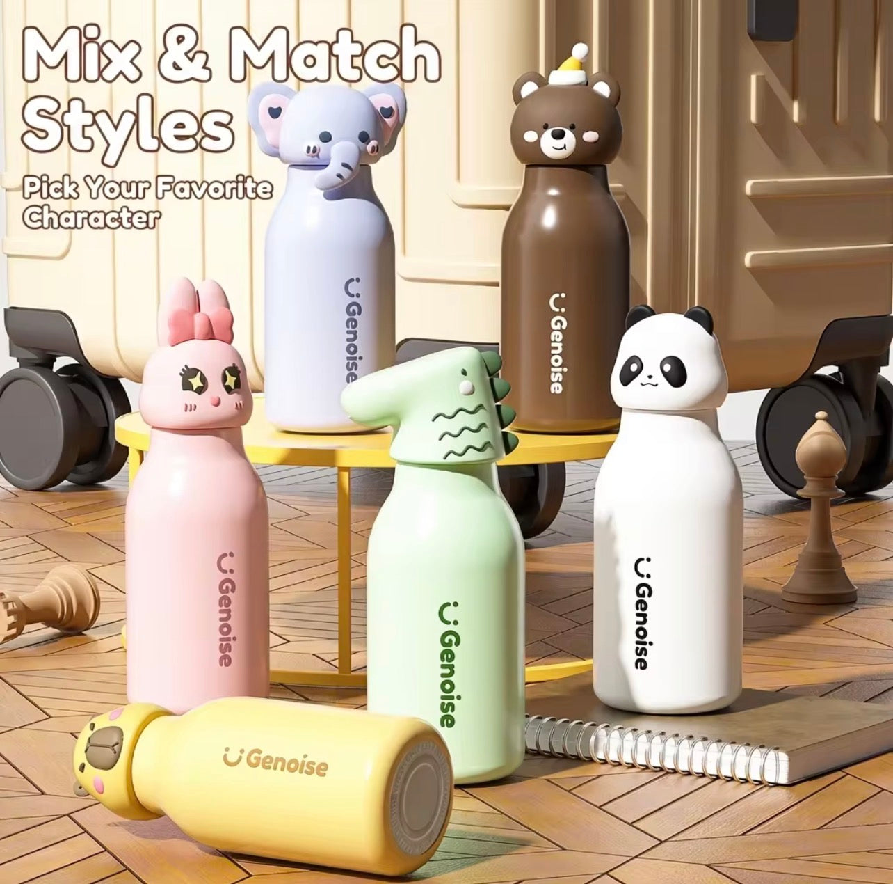 Genoise - 3D Animal Steel Bottle