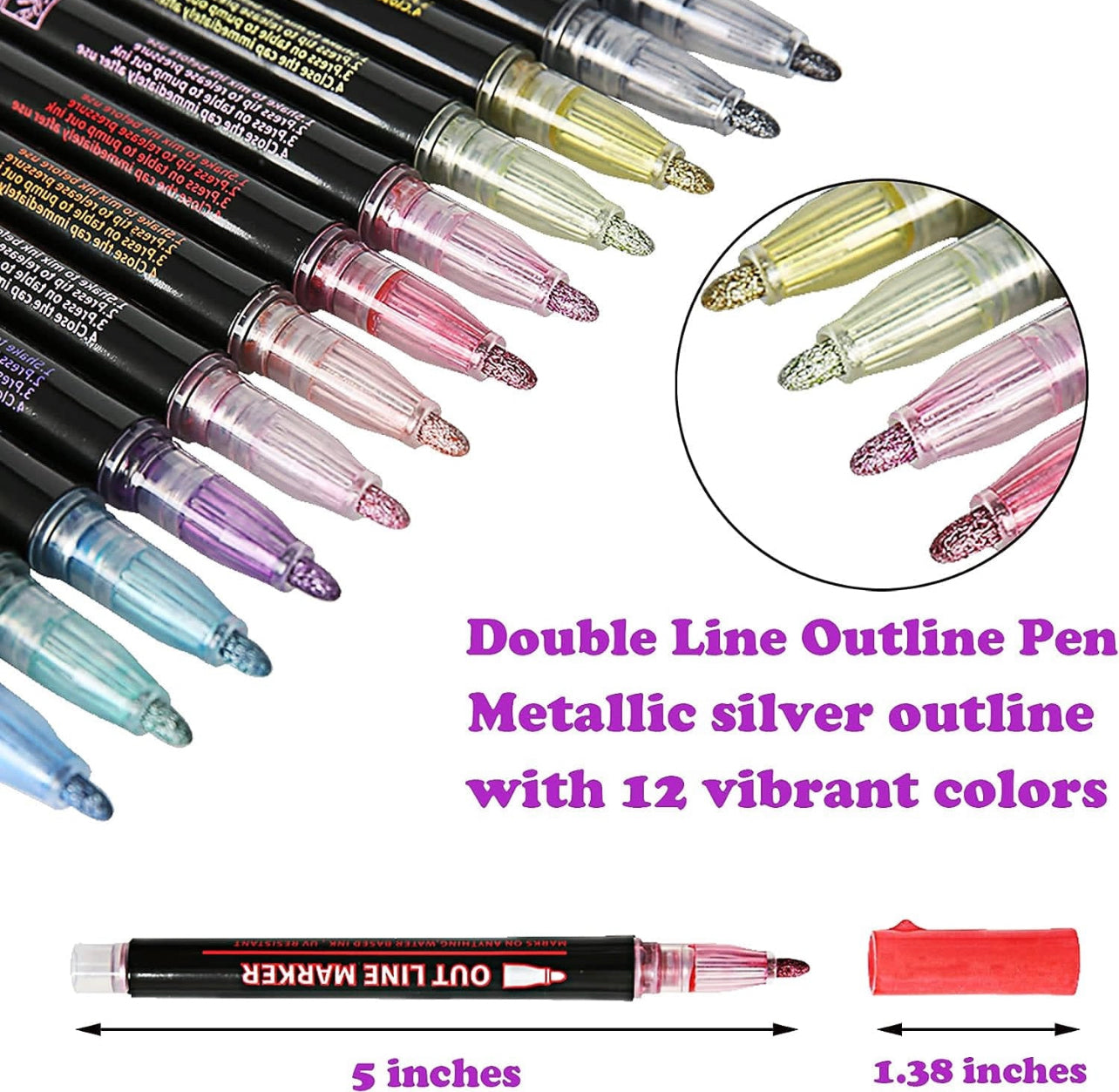 Outliner Marker Pens - 12pcs – Viaana Kids Store