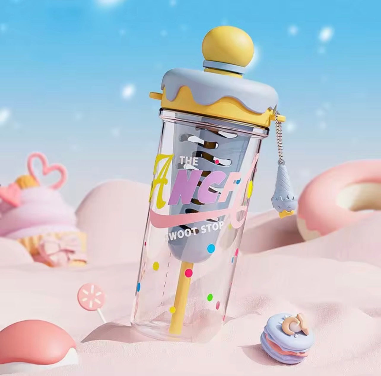 Ice Cream Straw Cup with Sling n Stainer | 880ml