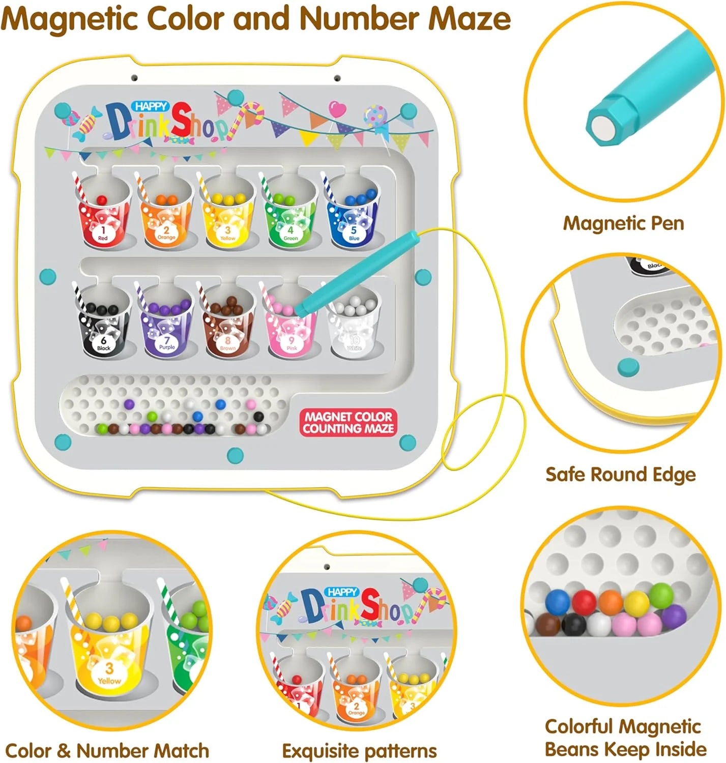 2-in-1 Magnetic Dot Drawing Board & Magnetic Maze for Kids