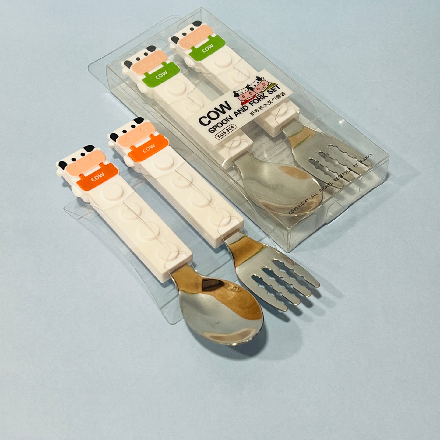 Lego Cow - Kids Spoon And Fork Set