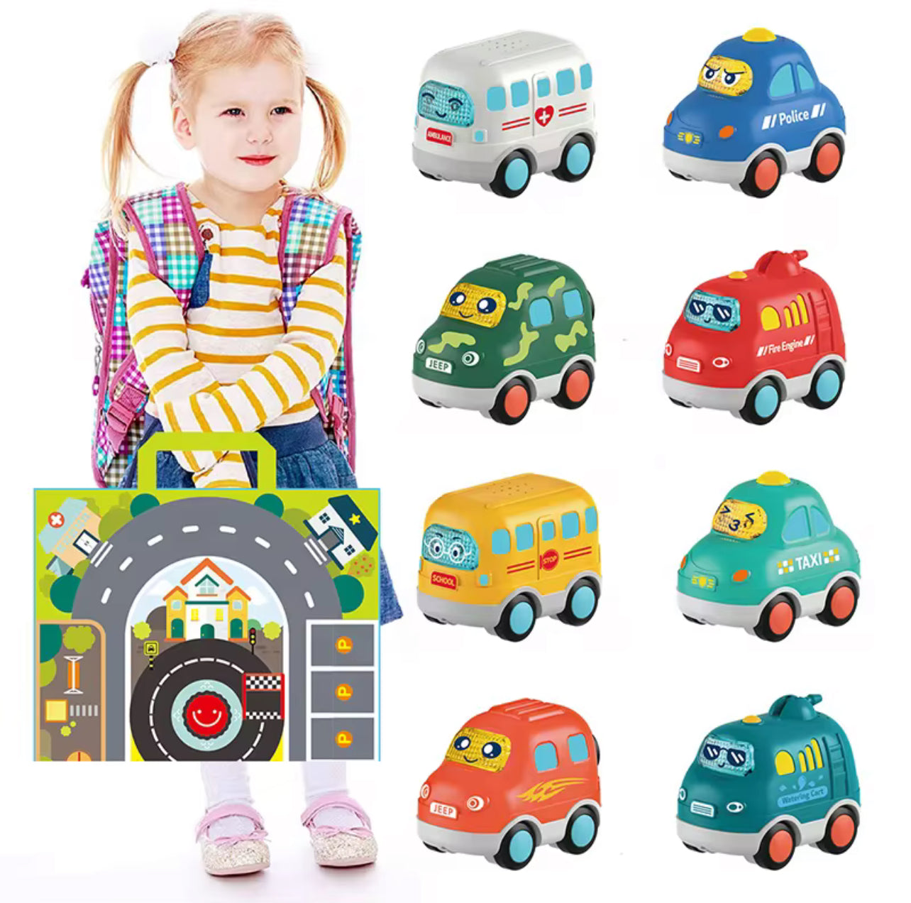 Cartoon Vehicle - Big Mat with Sliding Car Set with Music, Light