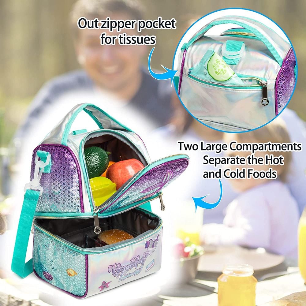 Cooler Bento Lunch/Picnic Bag - Big Two Compartments | Insulated